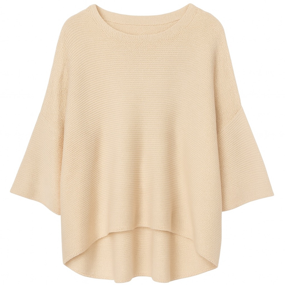 ATM Merino Wool High-Low Oversized Short Sleeve Sweater – Cream – Size M